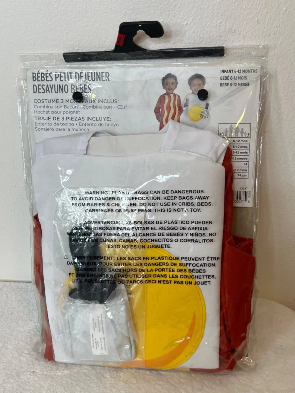 NEW Breakfast Babies Set of 2 Costumes Bacon Eggs Spatula Rattle NEW 6-12 months